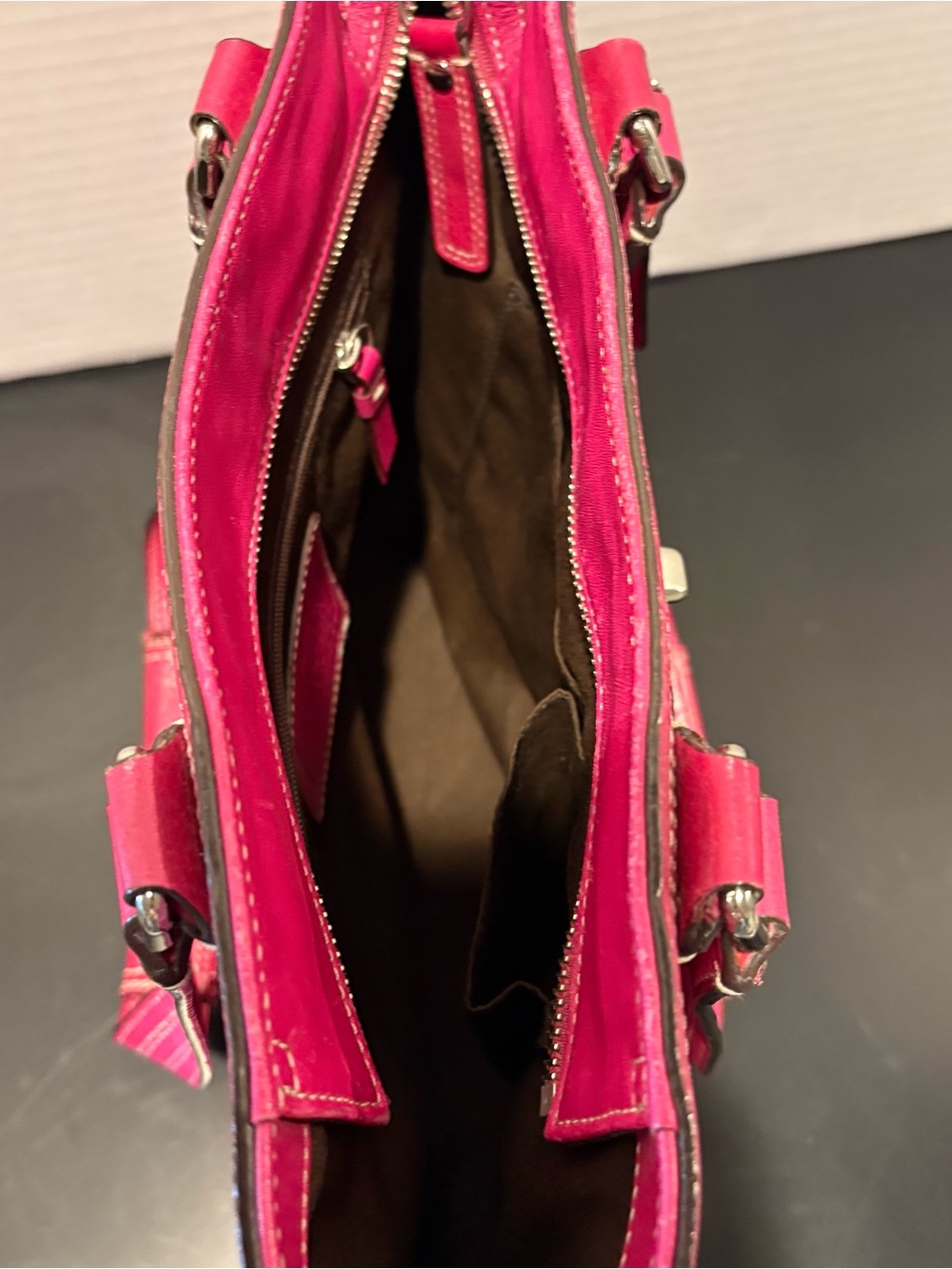 COACH Hamilton Hampton F13959 Pink Pebbled Leather Shoulder Bag Turn Lock - Picture 7 of 9